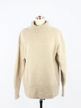 Aritzia BABATON Nicholas Tan Wool Cashmere Knit Turtleneck Sweater, Size S